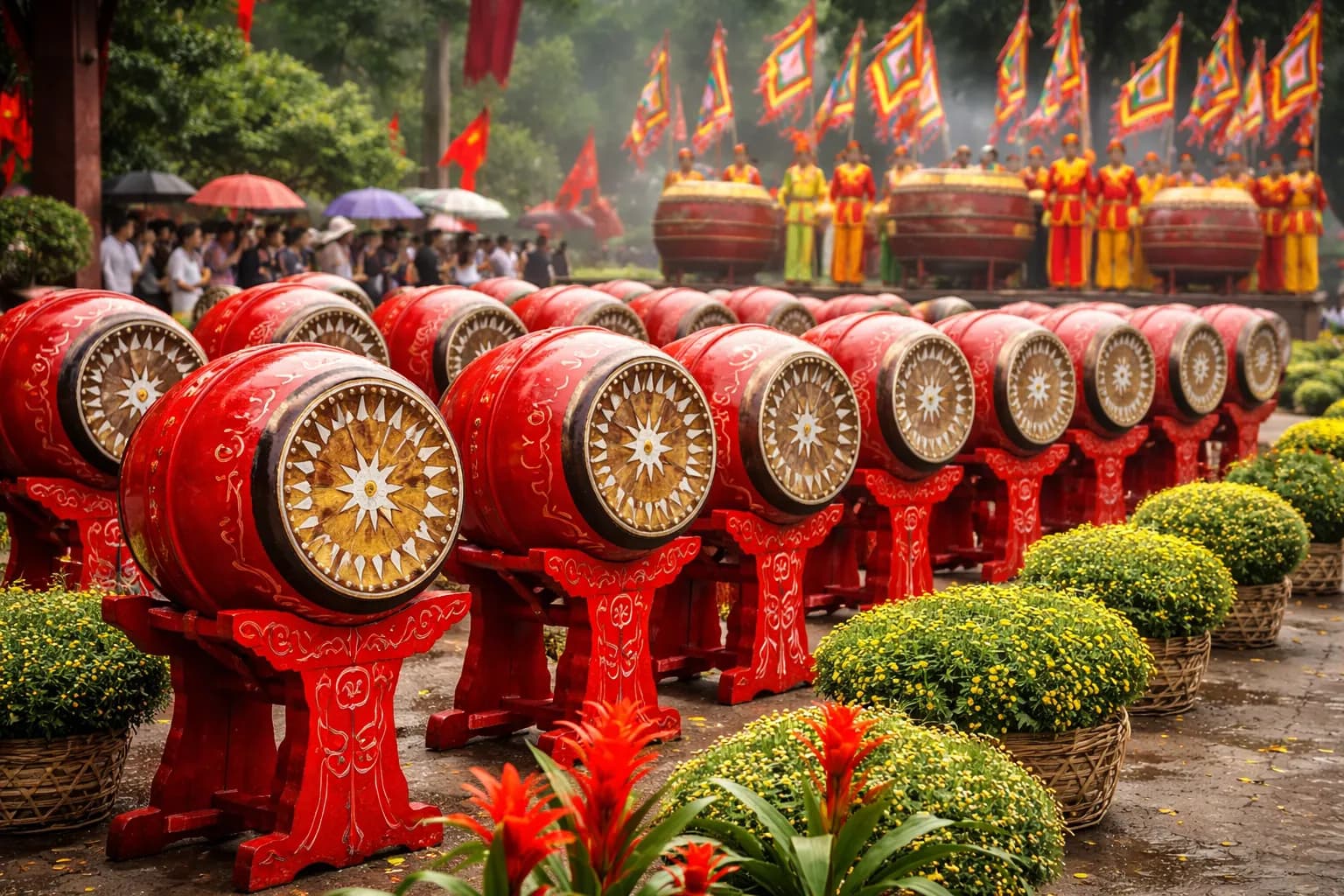 Thợ trống đi khắp nơi, về làng dịp hội