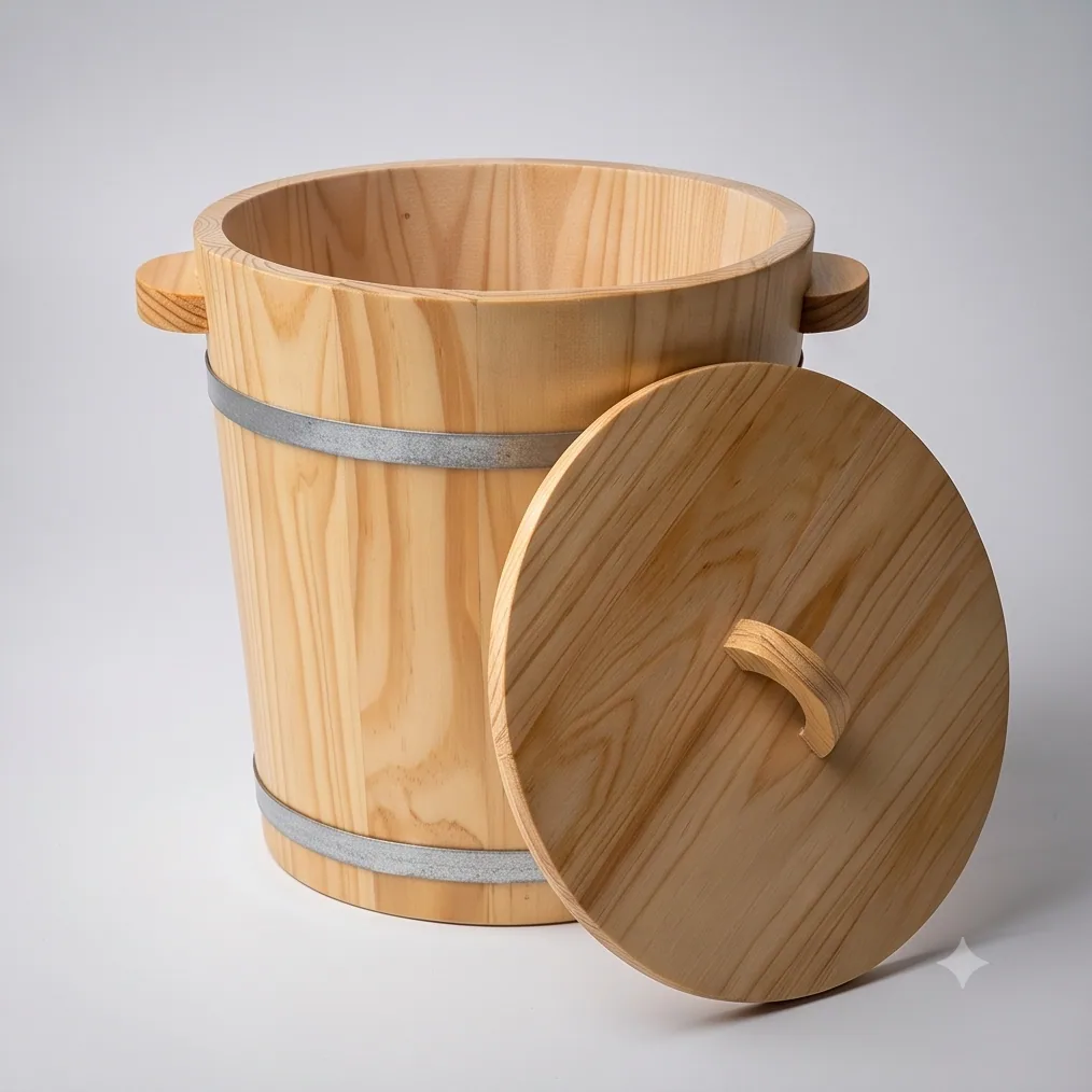 Thùng gạo gỗ có nắp