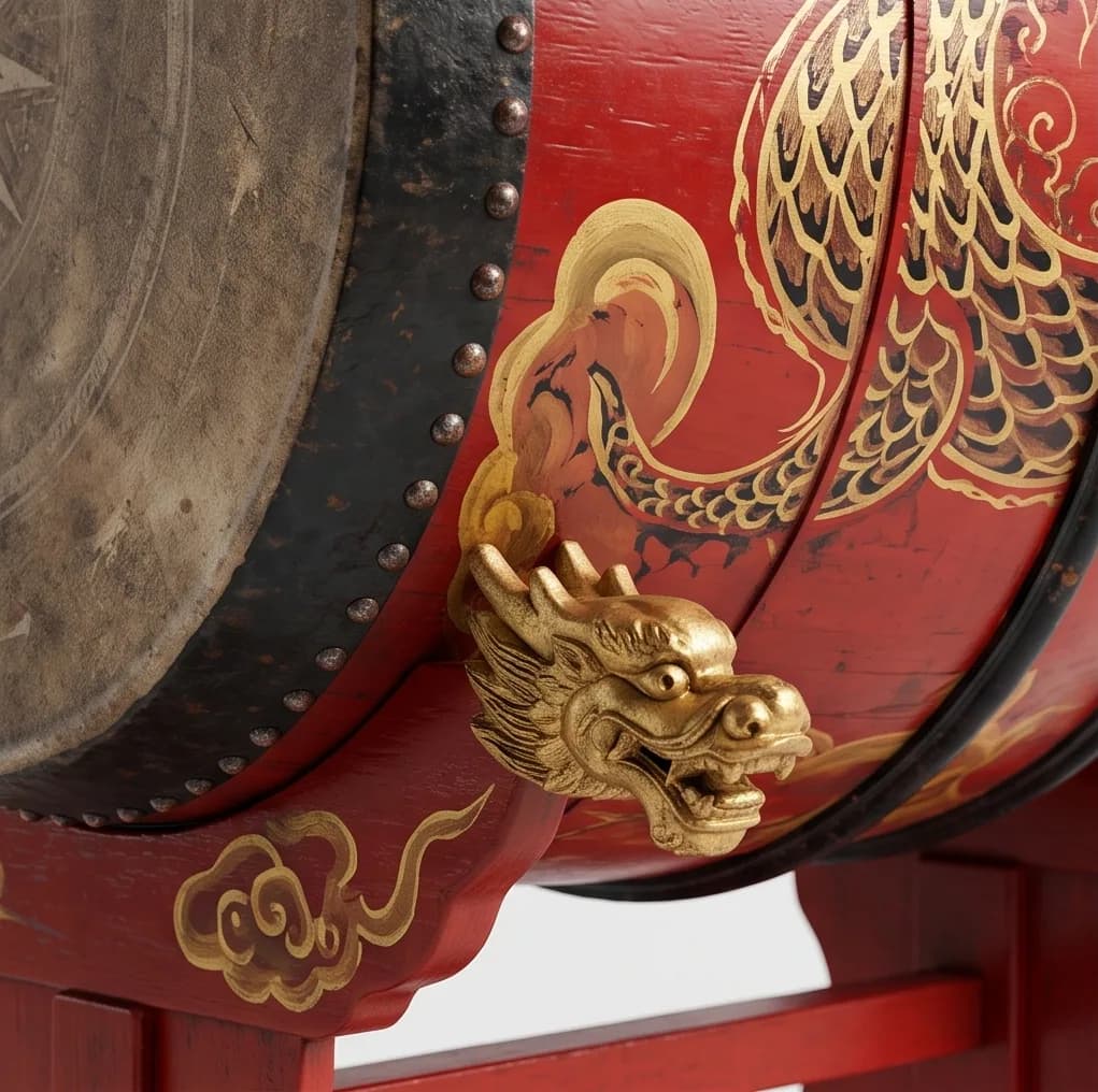 Trống chùa sơn son